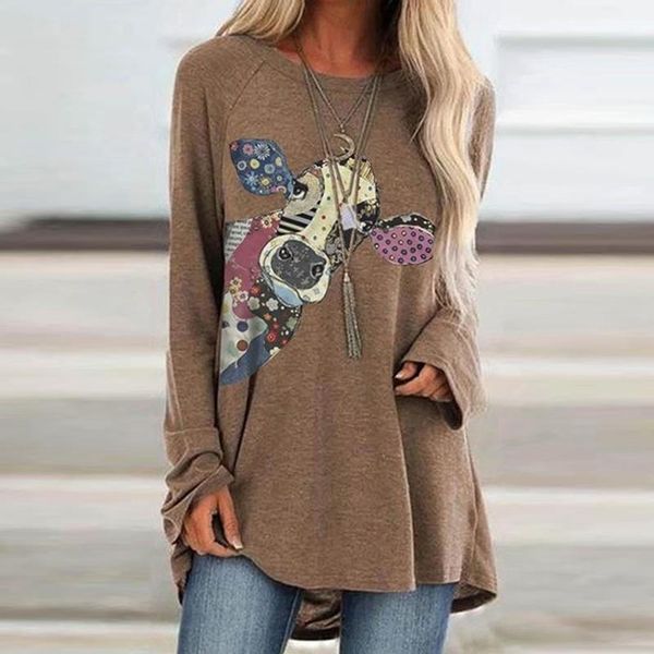 

men's casual shirts blouse women 3d cow printed o-neck pullvoer long sleeve 2021 shirt, White;black