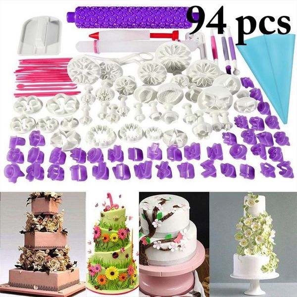 

cake tools 94pcs decorating plunger fondant pastry cutters baking dough roller rolling pin full set smoother