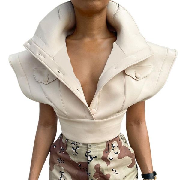 

women's vests casual stand collar jacket women pockets single breasted cropped vest coats 2021 autumn sleeveless jackets, Black;white