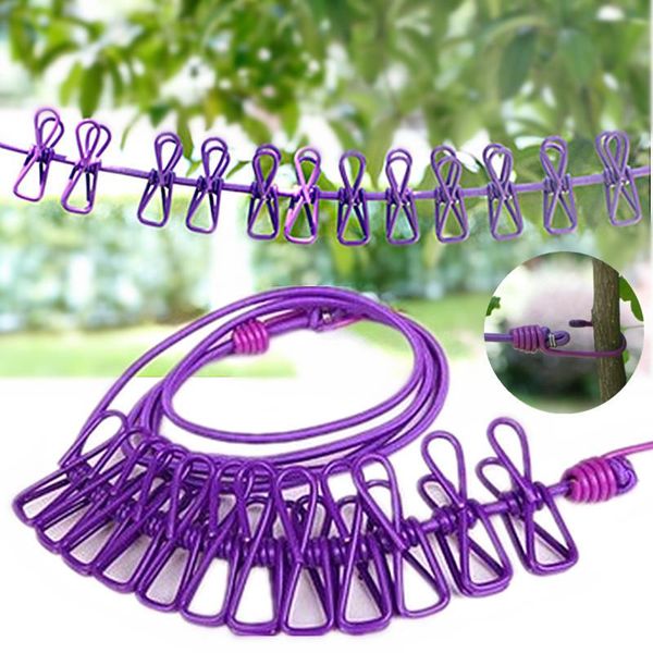 

hangers & racks portable hanger outdoor clothesline / with 12 clothes clip beach wind drying rack long elastic rope