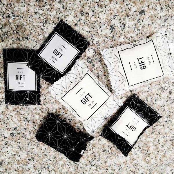 

gift wrap 100pcs fashion black and white geometric rhombus pattern snowflake crisp packaging bag snack biscuit cookie bags