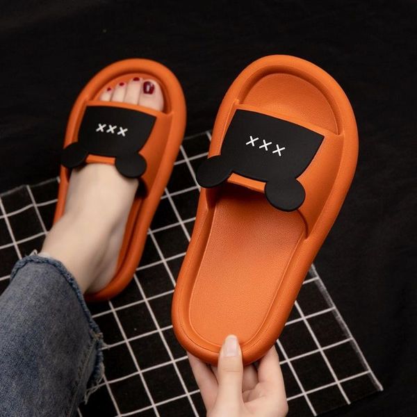 

slippers female summer home silent non slip bathroom bath sandals and slippers female thick soled outer wear women's shoes 2021, Black