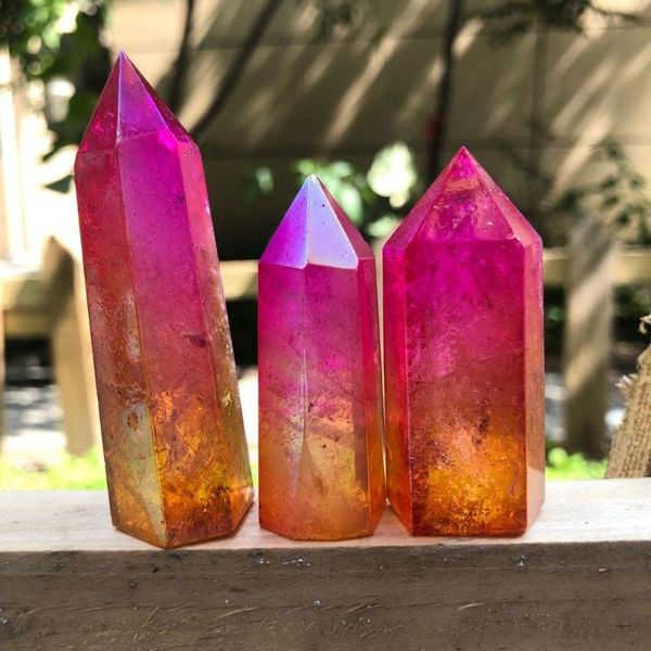 

decorative objects & figurines aura quartz clear crystal angel wand points for healing stone gifts3pcs