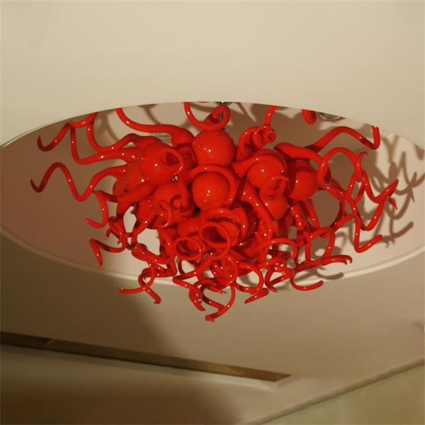 

art deco bedroom bedside lamps ceiling lights hand blown murano glass chandelier 60*60cm red colored