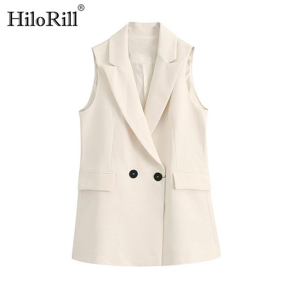 

women's vests 2021 solid casual blazer vest women office wear double breasted waistcoat ladies fashion pockets sleeveless jacket coats, Black;white