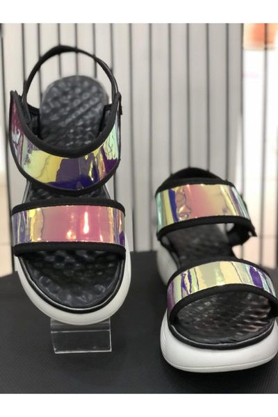 

sandals women's black hologram