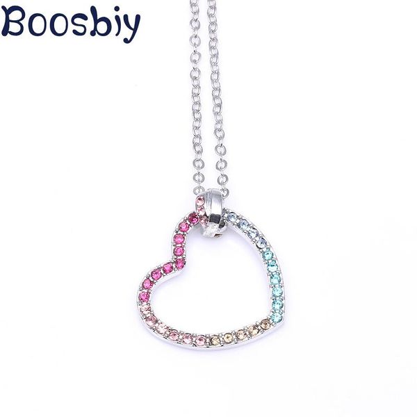

pendant necklaces boosbiy european style classic alloy silver plated love heart rainbow necklace fashion brand for women jewelry gift