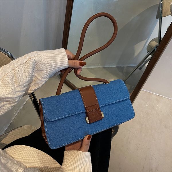 

luxury handbags bag female new fashion denim foreign style single shoulder armpit bag