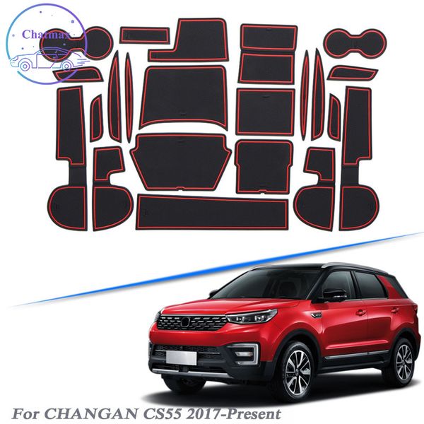 

with car brand logo 22pcs car styling for changan cs55 2017-present latex gate slot pad interior door groove mat non-slip dust mat auto