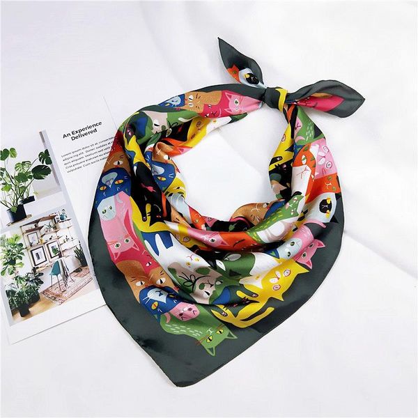 

scarves 2021 summer silk scarf lady hair square scarfs fashion women designer print headkerchief shawl wraps, Blue;gray