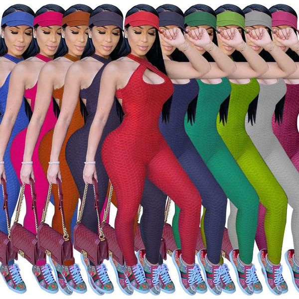 

women's jumpsuits & rompers women sports halter neck sleeveless open back bodycon jumpsuit party club night one piece overall romper pl, Black;white