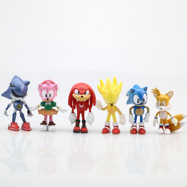 

6pcs 6-7cm sonic game doll supersonic mouse toy model girls boys birthday gifts cartoon collection ornaments