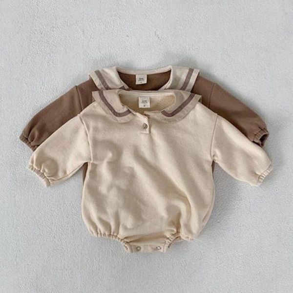 

0-24m autumn clothes sailor collar baby girl bodysuits cotton long sleeve infant toddler boys jumpsuits 210309, Blue