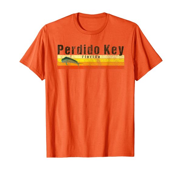 

perdido key, fl vintage style mahi-mahi fish t-shirt, White;black
