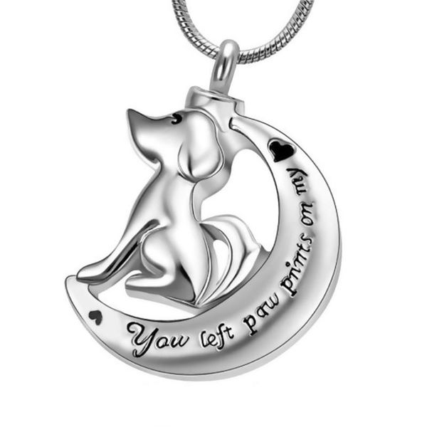 

chains urn necklace for ashes stainless steel cremation pendant jewelry cat/dog pet loss memorial gift, Silver