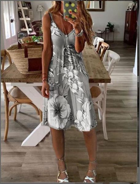 

summer street strap v-neck a-line dress, Black;gray
