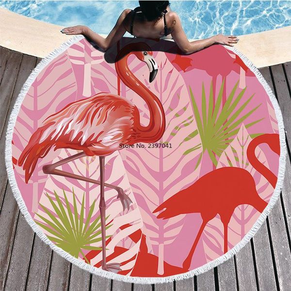 

towel microfiber flamingo series beach round fringed edge printed bath