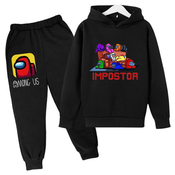 

fashion suit among us print for boy hoodies and pants casual sportwear baby girl clothes jogging suit kids clothing 2 pieces set, White