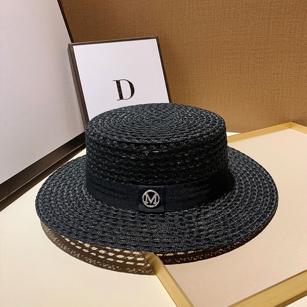 

letter round flat st beach hat lady boater sun caps panama st fedora womens travel sun capg, Blue;gray