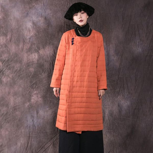 

women's trench coats johnature women vintage solid color 2021 autumn winter plus cotton warm cloths button linen, Tan;black