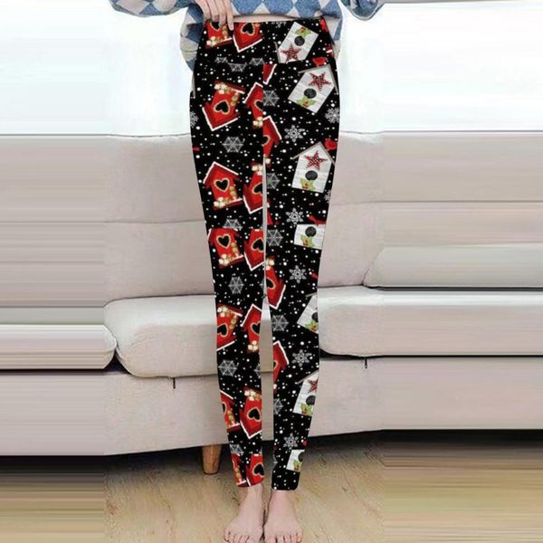 

women's leggings women casual christmas printed span ladies high waist keep warm plus velvet stretch, Black