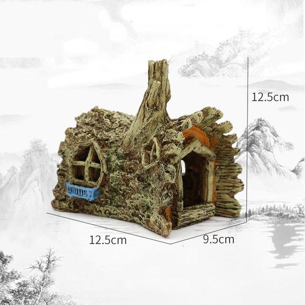 

decorations aquarium decoration resin mountain view fish play tree house hole cave decor for tank ornament j99store