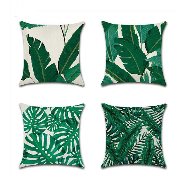 

cushion/decorative pillow linen cushion cover decorative nordic style pillowcase tropical botanic leaves 45*45cm banana leaf case