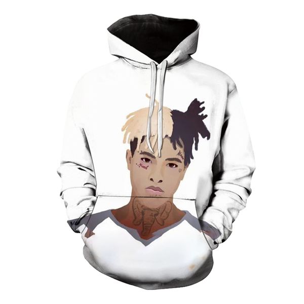 

3d loose digital color dirty braid pattern parker printed pattern men's print hoodie punk gothic round neck sweatshirt, Black