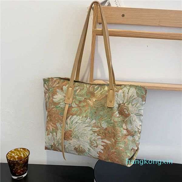 

handbags s summer one shoulder women's 2021 literary and artistic oil painting graffiti tote leisure large capacity hand