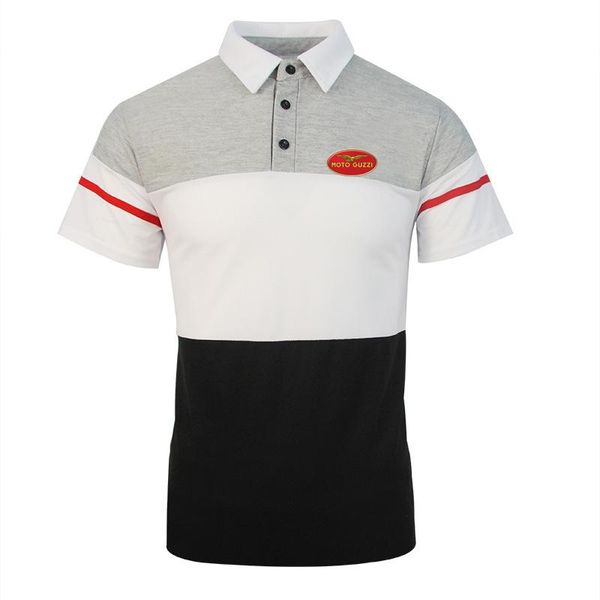 

men's polos 2021 summer moto guzzi logo comfortable short sleeve shirt fashion street 3 color stitching breathable t-shirt, White;black