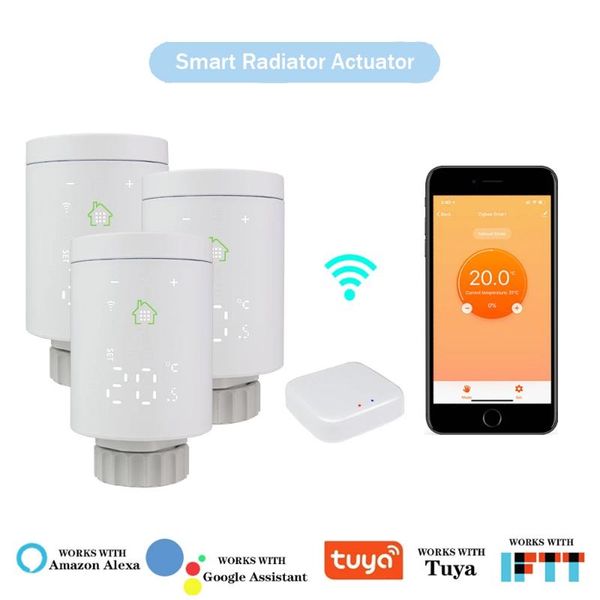 

smart home control wifi radiator actuator automatic valve programmable thermostat tuya zigbee 3.0 temperature system works with alexa