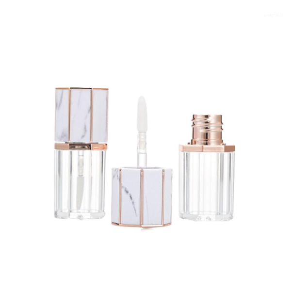 

5ml eight sides clear lip gloss tube with wand plastic glaze refillable bottle empty cosmetic packaging container 30pieces storage bottles &