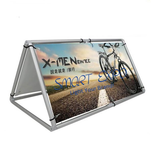 

85*285cm outdoor monsoon billboard promotion poster advertising display with sliver aluminum frame double vinyl printing portable carry bag