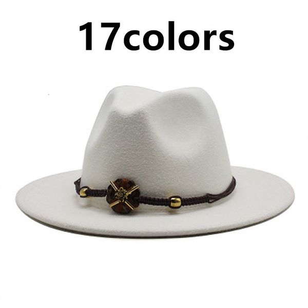 

2021 wide brim belt derby panama fedora solid color western cowboy fascinator vintage autumn winter men felt hats new hwme, Blue;gray