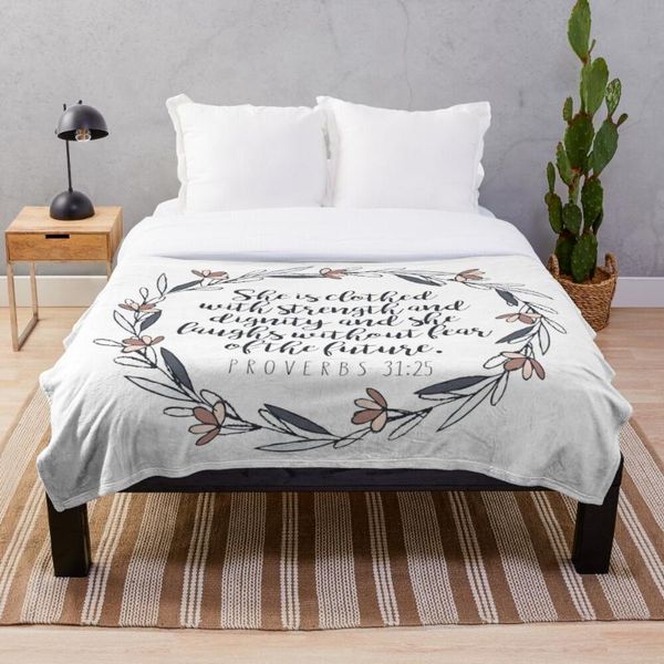 

blankets bible verse proverbs 31 25 throw blanket super soft printing family car and sofa bed throws summer office quilts