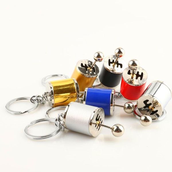 

keychains car 6 speed gearbox gear head keychain manual transmission lever metal key ring pendant, Silver