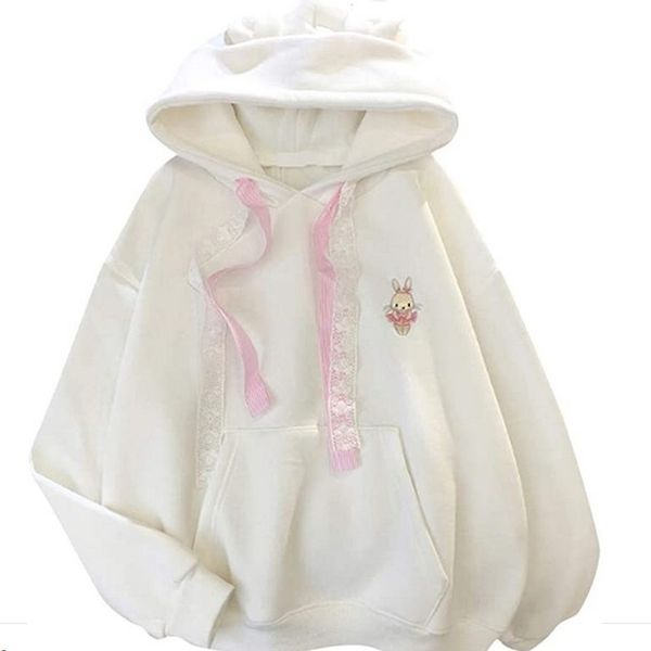 Kadınlar Kış Hoody Kazak Nakış Kawaii Dans Tavşan Harajuku Lady Kazak Gevşek Öğrenci Vahşi Uzun Kollu Kadın Tops 201109