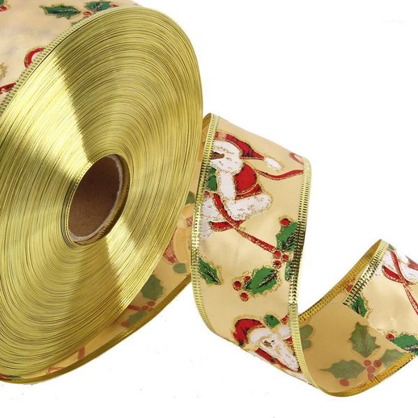 

christmas decorations 200cm gold print santa claus design ribbon 10g