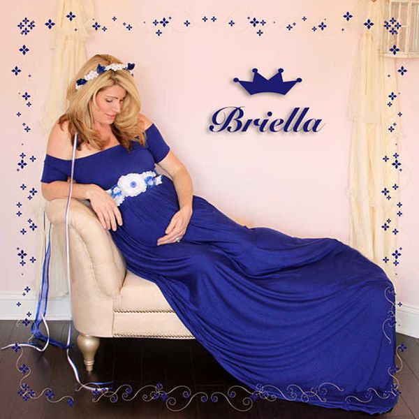 

stretch cotton maternity p long tailed dress large size, White