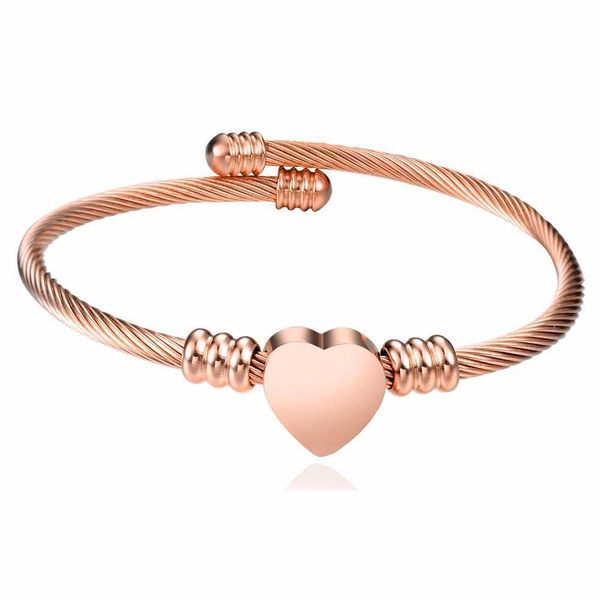 

gold/rose gold/steel heart bangles bracelets opened cuff stainless steel bracelets women punk round bangles bracelets q0719, Black