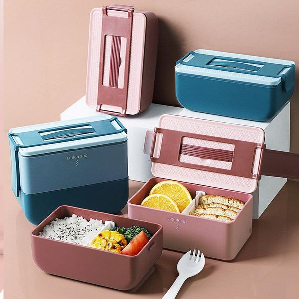 

dinnerware sets portable lunch box microwave-heated bento with lid fresh-keeping to send tableware kitchen storage accessories