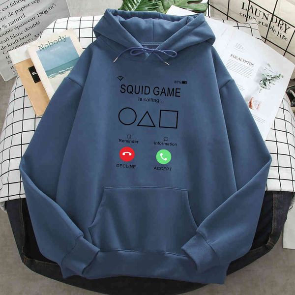 

men's hoodie and squid print, wool long sve warm clothing, korean fashion sweater, autumn and winter, Black