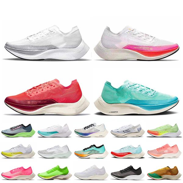 

outdoor jogging sports women mens running shoes zoomx vaporfly next% 2 white metallic silver rawdacious sporty red aurora green og neon trai