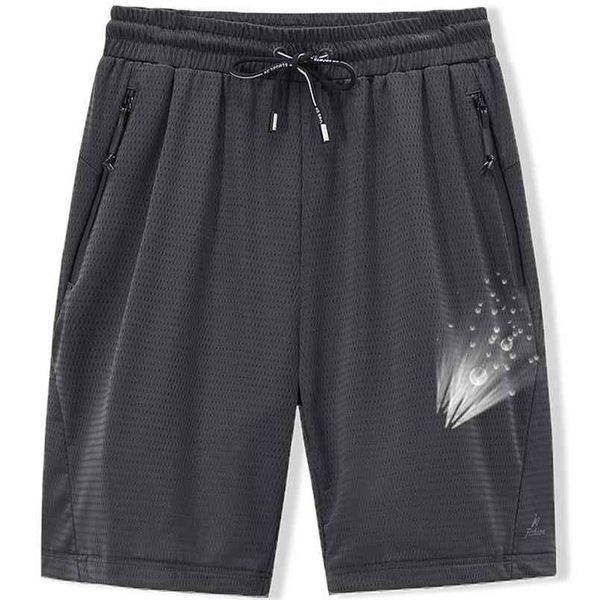 

large men's shorts mesh elastic summer breeches male sweatpants clothing nylon black grey work sweat plus size 210716, White;black