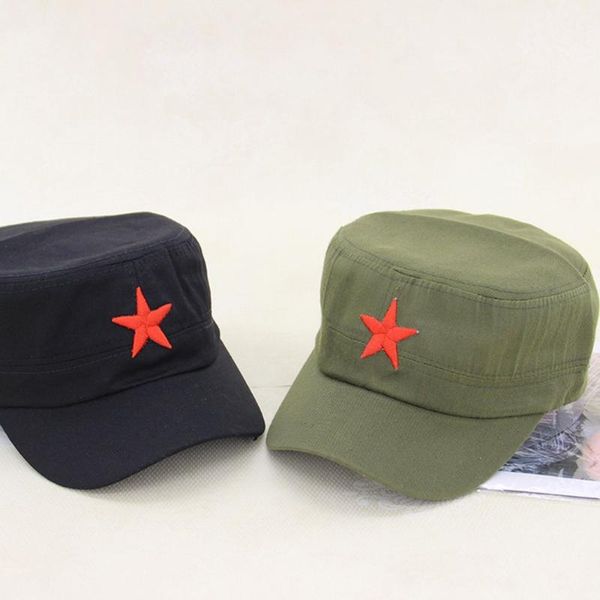 

berets china chairmen mao red star pattern flat cotton fabric army cap hat communist tactical outdoor sport, Blue;gray