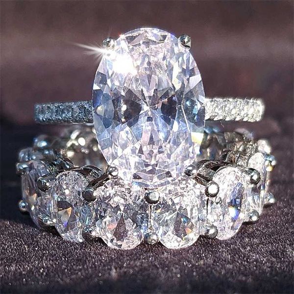 

real 925 sterling silver oval wedding ring set for women engagement band big finger jewelry wholesale lady gift r5349 211217, Slivery;golden