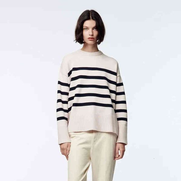 

women's sweaters nlzgmsj za striped print autumn winter french retro o neck long sleeve knit 09 bql2, White;black