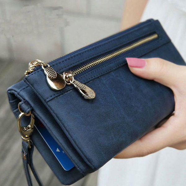 

wallet women 2019 fashion women matte pu leather wallet long card holder phone bag case purse handbag femlae bag carteras mujer, Red;black