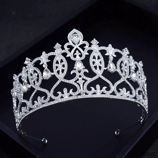 

hair clips & barrettes white crown princess grand luxury crystal bridesmaid wedding headwear brilliant ornament accessories hg00998, Golden;silver