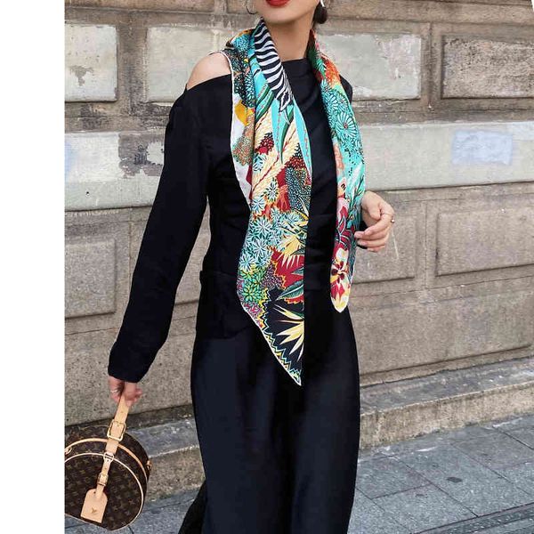 

100 % natural *mulberry hand edges 90cm twill manual rolled 100% mulberry-silk scarfs bandana zebra, Blue;gray